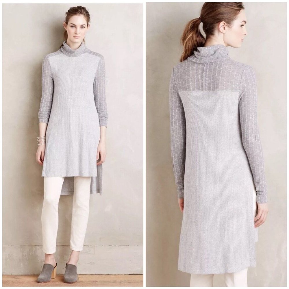 NWT Anthro 9-H15 STCL Ribbed Turtleneck Gray Tunic